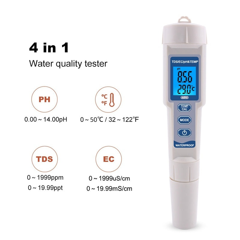 Temperature, PH, Conductivity, Hardness, Water Quality Test Pen